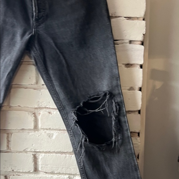 Agolde womens Relaxed Black Distressed Jeans cropped - Picture 4 of 9